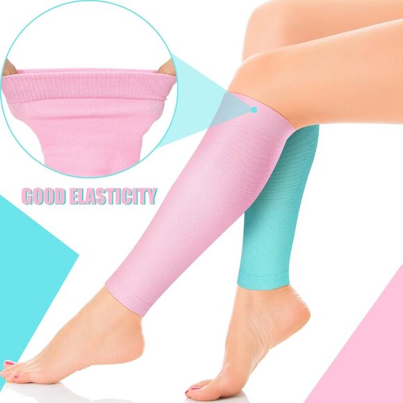 6 Pairs Calf Compression Sleeve Women Footless Compression Stockings Elastic Leg - Picture 4 of 5